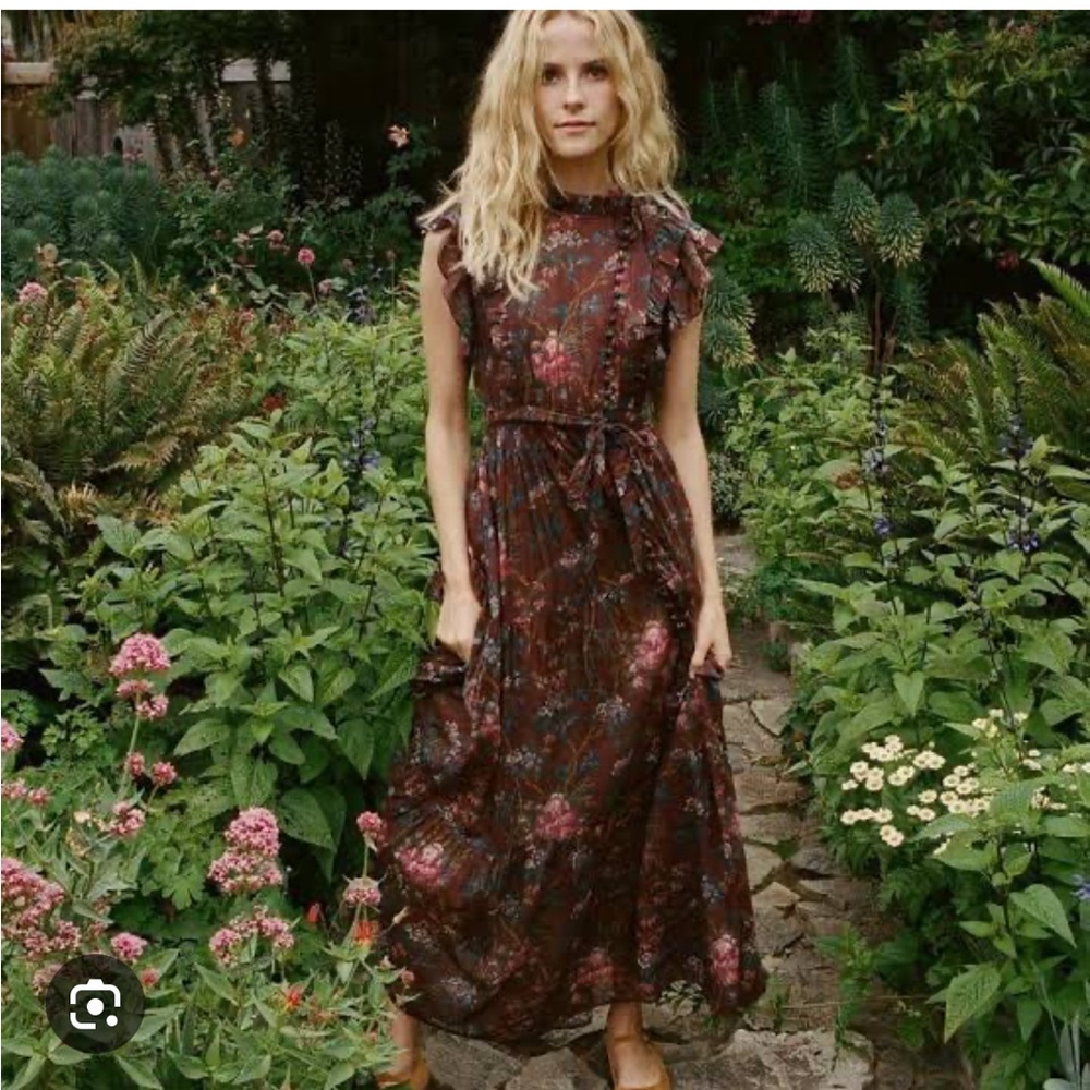 DOEN carnation dress Bordeaux floral size XS